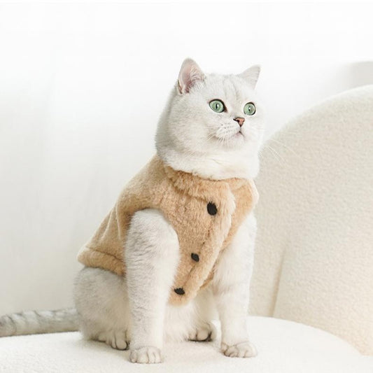 Warm Plush Fleece Cat Vest – Cold-Proof, Lightweight & Anti-Lint Jacket