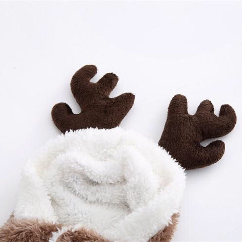Winter Reindeer Cat Costume – Plush Shaker Velvet Four-Legged Suit