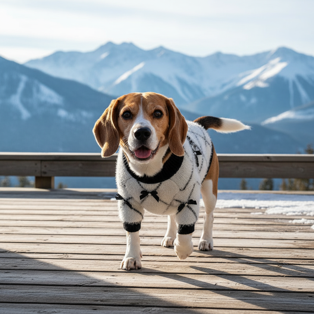 Beagle - Black & White Plaid Mountain Adventure
