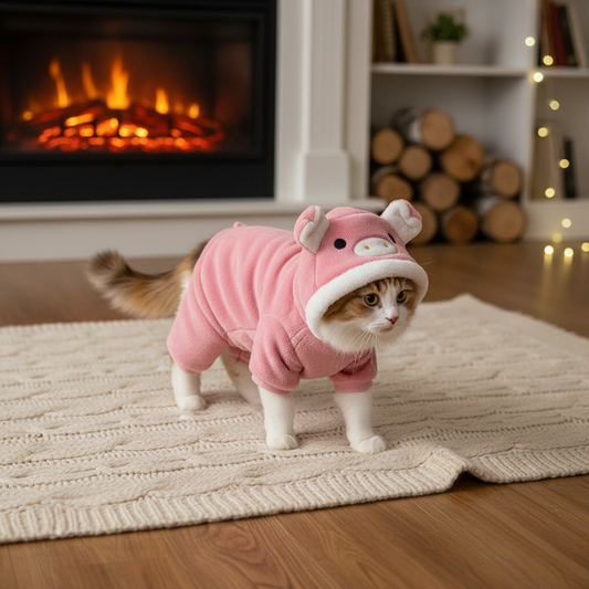 Calico cat by fireplace