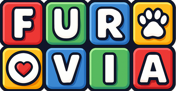 Colorful logo with the text 'FURROVIA' featuring a paw print on a white background