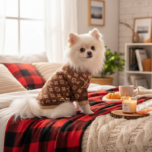 Pomeranian in Knit Sweater