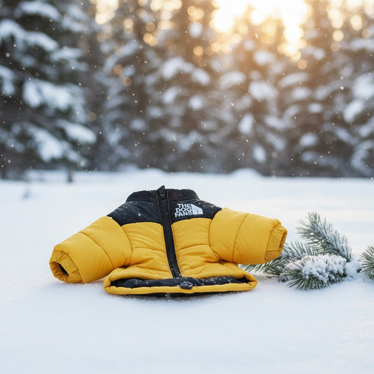 Premium Winter Puffer Jacket for Dogs in outdoor winter scene
